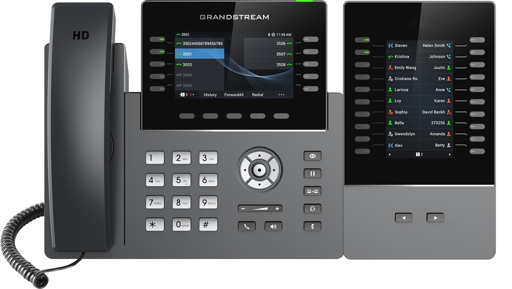 Teléfono SIP WiFi, LCD color, bluetooth, Gb,HD, 40BLF - GRP2615