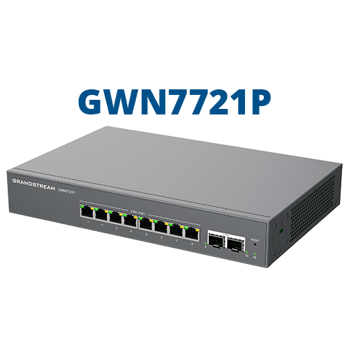 [GWN7721P] Switch gestionable layer 2, 8 puertos x 2,5GB y 2 puertos SFP+POE