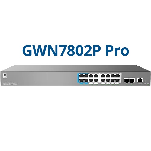 [GWN7802P-PRO] Switch Layer 2++ con 16 puertos Gb RJ45 PoE y 2 puertos SFP+